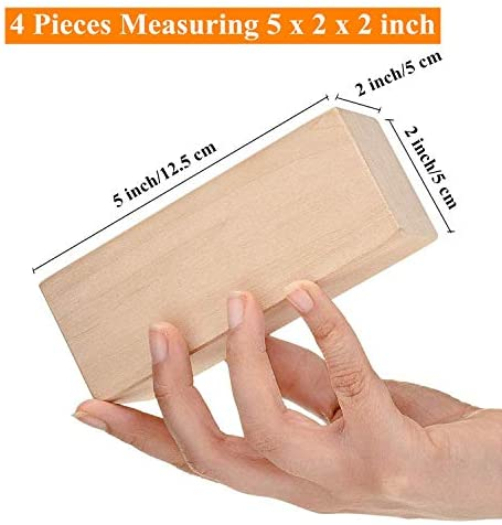 WOWOSS 4 Pack Unfinished Basswood Carving Blocks Kit, Premium Kiln Dried Whittling Soft Wood Carving Block Hobby Set for Kids Adults Beginner to Expert