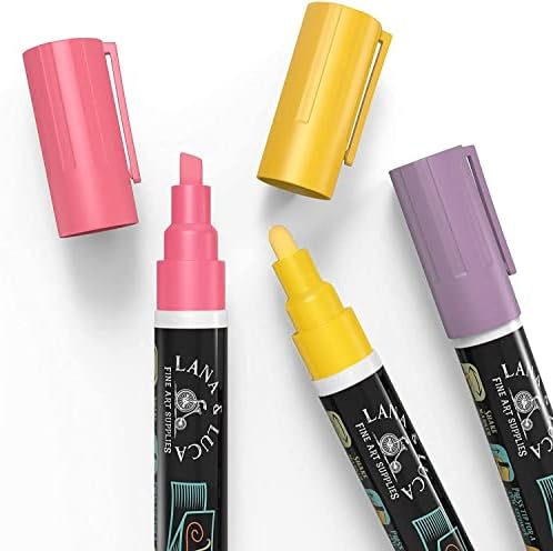 LANA & LUCA Liquid Chalk Markers - Wet Erase Marker Pens - for Chalkboards Signs, Windows