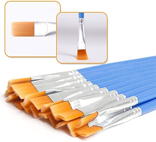 60 Pcs 9mm Wide Flat Paint Brushes Set with Nylon Hair,Small Brush Bulk for Detail Painting