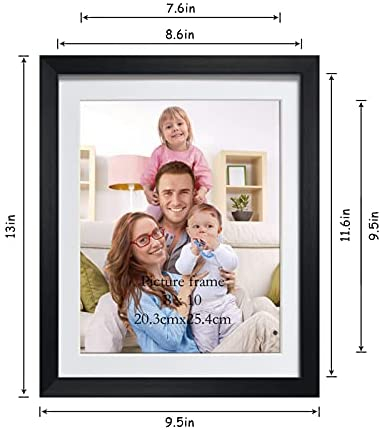 Giftgarden 8x10 Picture Frame Black Set of 8, Matted to Display Multi 8 x 10' Photo with Mat for Wall or Tabletop
