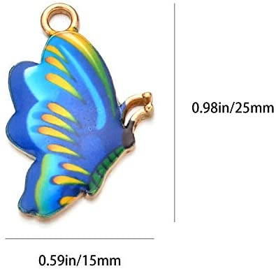 DIYstore 30 Pcs Mixed Color Alloy Enamel Butterfly Charms Pendant for Earrings Bracelets Necklace DIY Making Jewelry Making Accessories