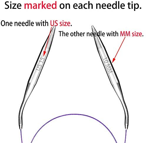 Circular Knitting Needles Set Round Needle Metal Magic Loop 40 Inch Size 15 13 11 10 9 8 7 6 5 4 2 0