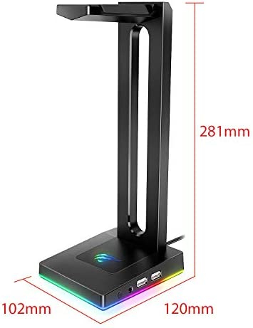 Havit RGB Headphones Stand with 3.5mm AUX and 2 USB Ports, Headphone Holder for Gamers Gaming PC Accessories
