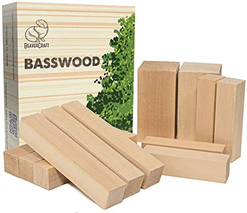 BeaverCraft BW12 pcs Basswood Carving Blocks Whittling Wood Carving Blocks Basswood for Carving Wood for Whittling Kit Wood Blocks for Carving Basswood for Wood Carving Set Wood Carving Wood