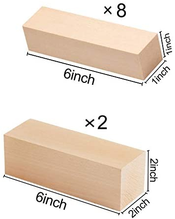 Basswood Carving Blocks - 5ARTH Large Beginner's Premium Wood Carving/Whittling Kit, Suitable for Beginner to Expert - 10 Pcs with Two 6
