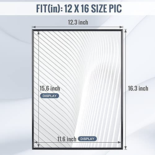 Homso 12x16 Black Picture Frame with Thin Aluminum, A Metal Wall Poster Frame for 12x16 print with Clear Acrylic to Display Horizontally and Vertically