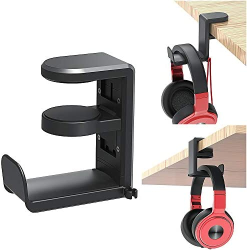 PC Gaming Headset Headphone Hook Holder Hanger Mount, Headphones Stand with Adjustable & Rotating Arm Clamp