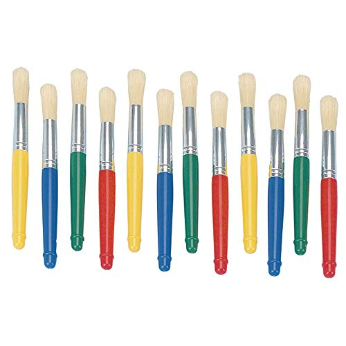 Colorations Plastic Handle Jumbo Chubby Paint Brushes for Kids Painting Multipack (12 Pack), Model:BTPB