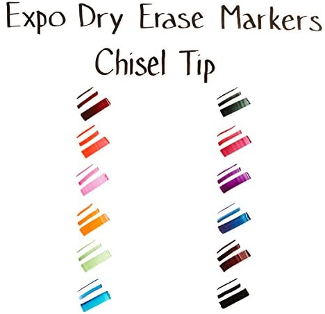 EXPO Low Odor Dry Erase Marker | Chisel Tip Markers | Whiteboard Markers, Assorted