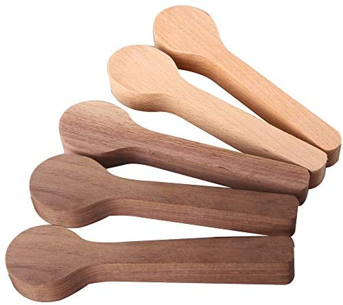 Wood Carving Spoon Blank Beech and Walnut Wood Unfinished Wooden Craft Whittling Kit for Whittler Beginners (5 Pack)