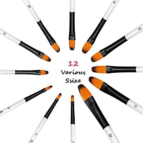 Filbert Paint Brushes Set, 12 PCS Artist Brush for Acrylic Oil Watercolor Gouache Artist Professional Painting Kits with Synthetic Nylon Tips