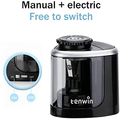 tenwin Electric Pencil Fast Sharpen Pencil Sharpener Battery Operated , Suitable for NO.2/Drawing/Colored Pencils(6-8 mm)/ Office School Home