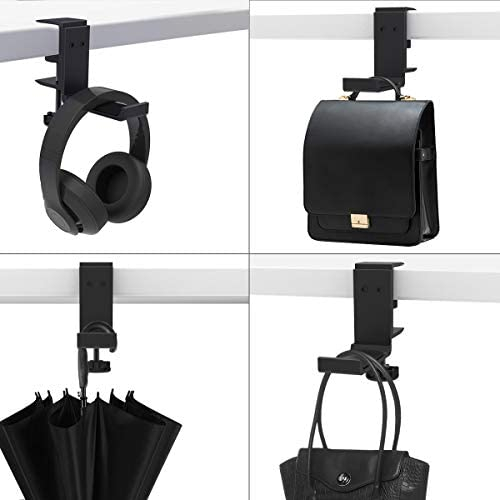 APPHOME [Upgrade] Foldable Headphone Stand Hanger Holder Aluminum Headset Soundbar Stand Clamp Hook Under Desk Space Save Mount Fold Upward Not in Use, Universal Fit Gaming PC Accessories