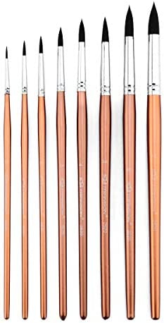 Transon Round Watercolor Detail Paint Brushes Goat Hair 8pcs for Watercolors,Acrylics
