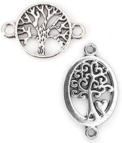 JGFinds Tree of Life Charm Connectors for Jewelry Making, Silver Tone