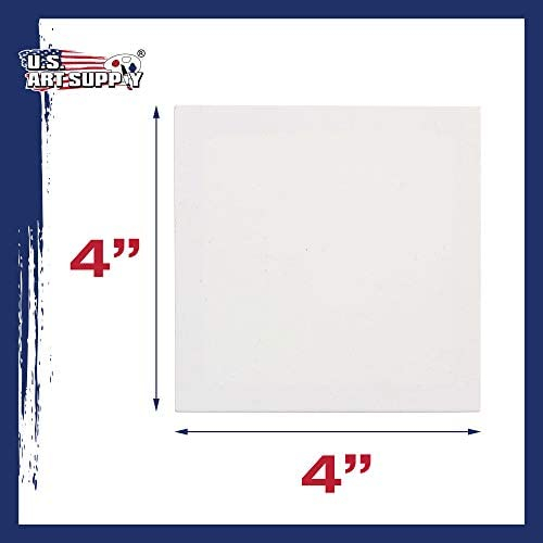U.S. Art Supply 4 x 4 inch Stretched Canvas 12-Ounce Primed 6-Pack - Professional White Blank 3/4