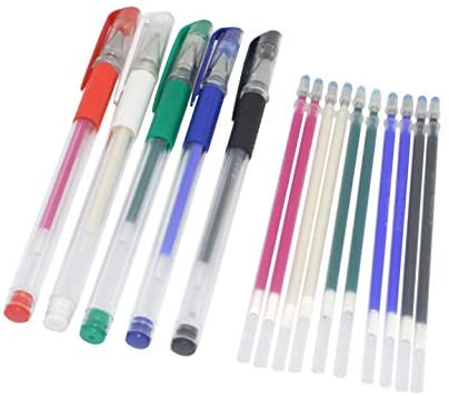 iNee Heat Erase Fabric Marking Pens with 10 Free Refills for Quilting Sewing, 5 Colors Assorted Pack(White
