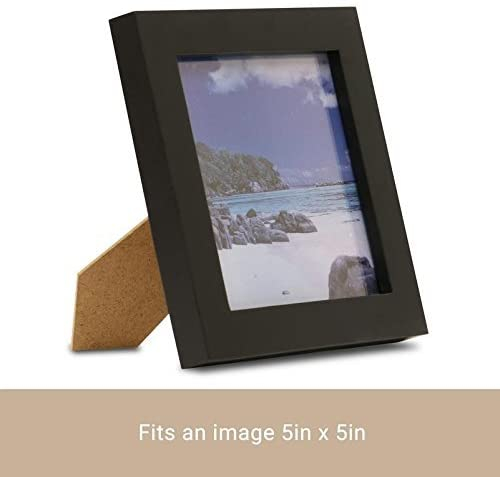 Klikel 5 X 5 Black Picture Frame - Set of 2 5x5 Black Wooden Photo Frame - Made of Real Wood With Glass Photo Protection - Wall Hanging And Table Standing Display