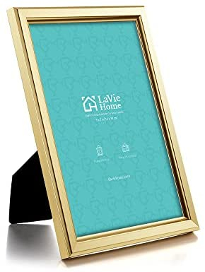 LaVie Home 5x7 Picture Frames (6 Pack, Gold) Simple Designed Photo Frame with High Definition Glass for Wall Mount & Table Top Display