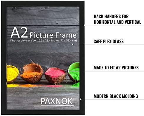 Black A2 Frame Display 16.5 x 23.4 inch Posters and Pictures - Horizontal and Vertical Wall Hanging Option