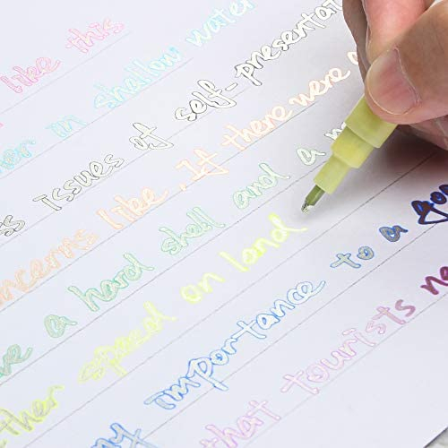Super Squiggles Double Line Markers, Tomorotec 8 Dream Color Self-outline Metallic Pens Highlight Markers Gift Cards Drawing Writing Pens