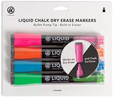 U Brands Colored Liquid Chalk Dry-Erase Markers, Assorted Colors