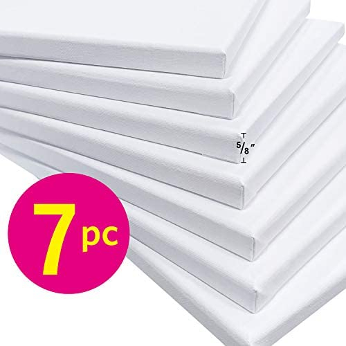 PHOENIX White Blank Cotton Stretched Canvas Artist Painting - 5x7 Inch / 7 Pack - 5/8 Inch Profile Triple Primed for Oil & Acrylic Paints