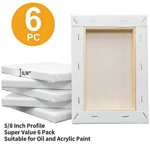 FIXSMITH Stretched White Blank Canvas- 5x7 Inch,6 Pack