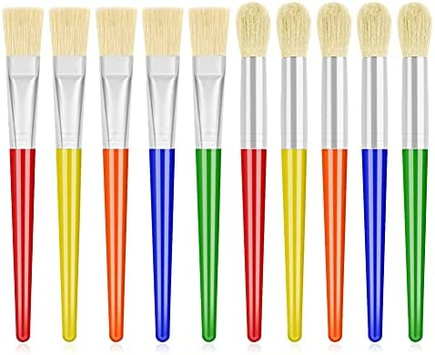 10Pcs Paint Brushes for Kids, Anezus Kids Paint Brushes Toddler Large Chubby Paint Brushes Round and Flat Preschool Paint Brushes for Washable Paint Acrylic Paint