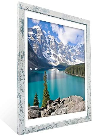 Amginy 12x16 Rustic Picture Frames Matted to Display 11x14 Pictures with Mat or 12 x 16 without Mat Farmhouse Distressed Style Wooden Photo Frames for Wall Mounting