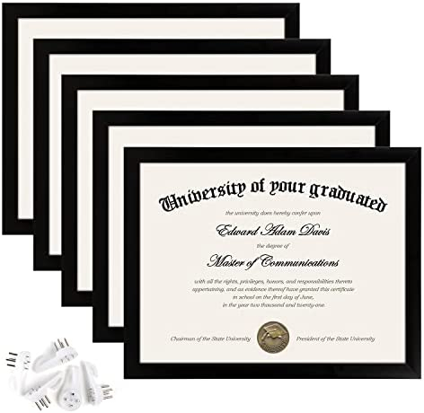 upsimples 8.5x11 Picture Frame Certificate Document Frame with High Definition Glass ,5 Pack Diploma Frames for Wall and Tabletop
