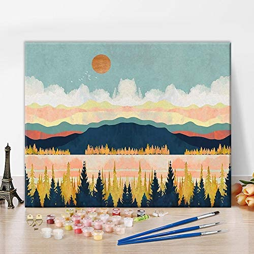 Adult Paint by Number Abstract Mountain Paint by Numbers for Adults Nature Landscape Adult Paint by Numbers Kits on Canvas Nordic Style Paint by Numbers for Adults Beginner - Nature Scenery, 16