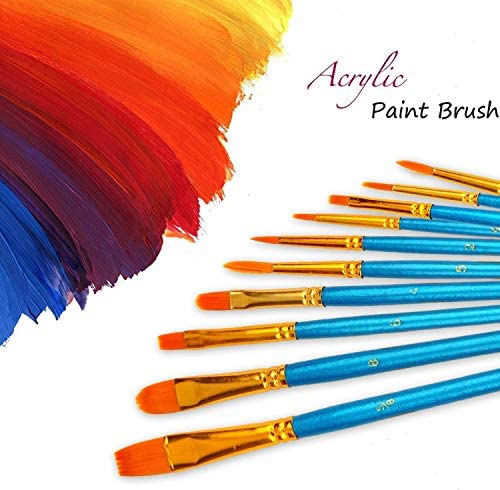 Soucolor Acrylic Paint Brushes Set, 20Pcs Round Pointed Tip Artist Paintbrushes for Acrylic Painting Oil Watercolor Canvas Boards Rock Body Face Nail Art