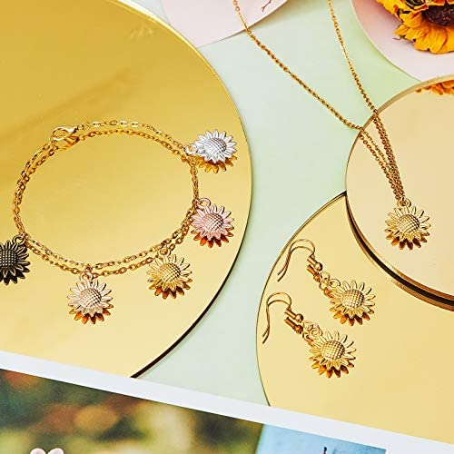 72 Pieces Sunflower Charms Pendant Vintage Sunflower Charm Bead Alloy Flower Charms Jewelry Finding Pendants Craft Supplies Pendant for Jewelry Necklace Bracelet Making Supplies, 6 Colors