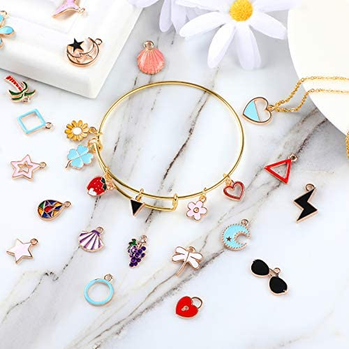 SANNIX 170Pcs Jewelry Making Charms Assorted Gold Plated Enamel Necklace Bracelet Charms Pendants for DIY Jewelry Making