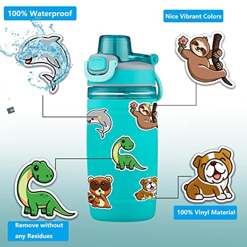 Cute Animal Stickers for Kids,100 Pcs/Pack Vinyl Waterproof Water Bottle Stickers Laptop Aesthetic Skateboard Computer Phone Hydroflask Crossing Stickers for Teens