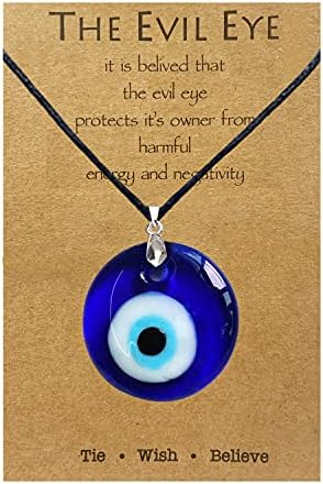 Long tiantian Evil Eye Necklace,Blue Turkish Glass Leather Rope Pink Evil Eye Necklace for Women Men Lucky Protection Necklace Jewelry Gifts for Teenage Girls