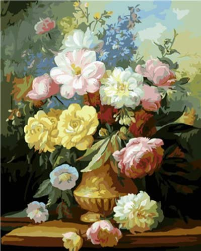 DIY Oil Painting Newsight Paintworks Paint By Number for Kids and Adults (16” x 20”Peony Flower)