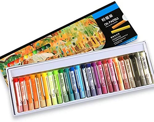 Oil Pastels Set,24 Assorted Colors Non Toxic Professional Round Painting Oil Pastel Stick Art Supplies Drawing Graffiti Art Crayons for Kids