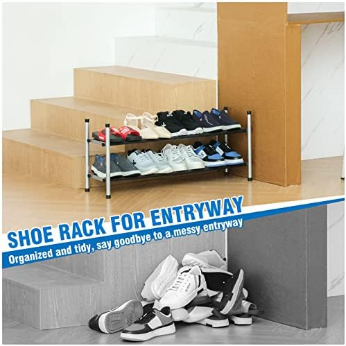 HEDOMII 2-Tier Expandable Shoe Rack, Stackable and Adjustable Shoes Organizer Storage Shelf