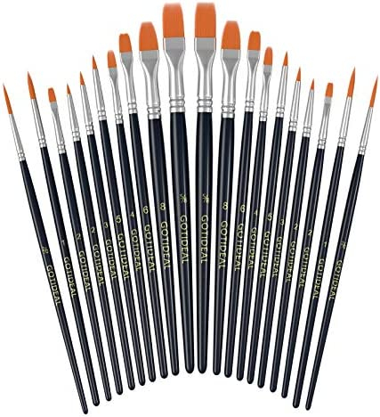 GOTIDEAL Paint Brushes, 20 Pcs Acrylic Painting Brush Set for Watercolor