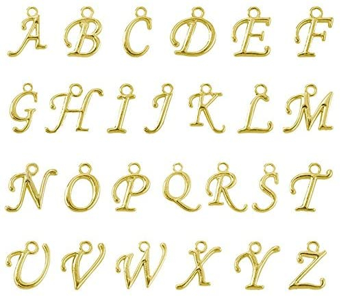 BEADNOVA Letter Charms for Jewelry Making Alphabet Charms Initial Charms Assorted for Bracelets (Gold, 100pcs)
