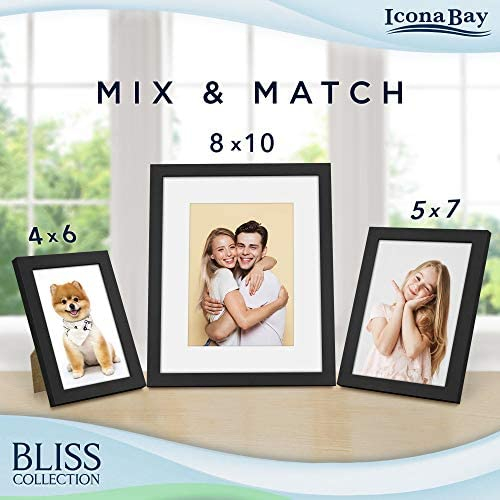 Icona Bay 5x7 Black Picture Frame, Modern Style Wood Composite Frame