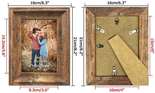 ZBEIVAN 2 Pack 4x6 Picture Frames Set Vintage Brown Art Rustic Photo Frame for Tabletop Stand or Wall Hanging