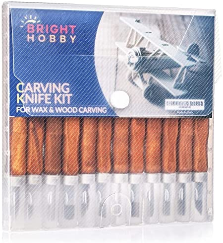 Bright Hobby's Wood Carving tools for beginners - 12 Piece Wood Carving Set for Beginners with Japanese SK2 Blades and Wooden Handles - Whittling Kit with Various Carving Tools - Great For Kids