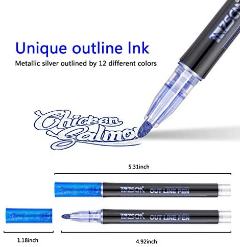 Super Squiggles Outline Markers,Double Line Outline Pens for Gift Cards