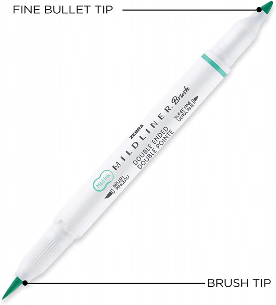 Zebra Pen Mildliner Double Ended Brush Pen, Brush and Point Tips
