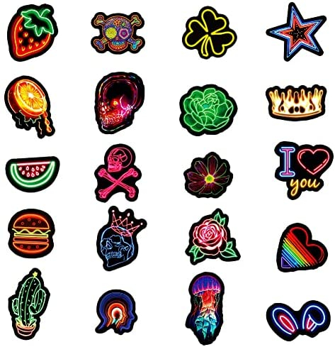100Pcs Neon Stickers Decal, Waterproof Vinyl Stickers Pack for Bumper
