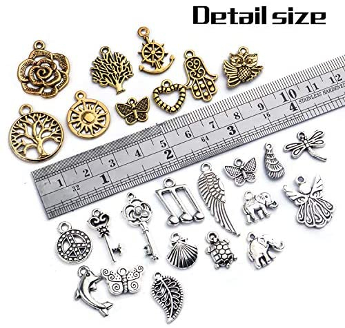 Vintage Charms Bulk,200pcs Mixed Antique Charms Tibetan Alloy Pendants for Necklace Bracelet Jewelry Making and Crafting