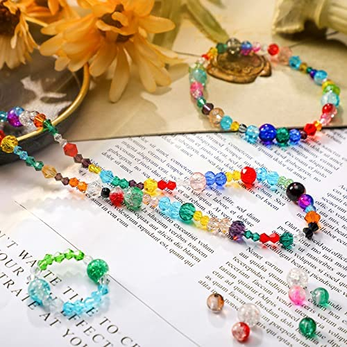 1300 Pieces Crystal Beads for Jewelry Making Crackle Lampwork Glass Beads Faceted Crystal Glass Beads Bicone Crystal Beads Loose Beads Sparkly Beads for Bracelets Necklace Pendants Making Supplies